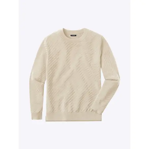 Men's Riviera Classic Textured Knit Long-Sleeve Tee Shirt, Casual Menswear Knit Tops, Long Sleeve Tops