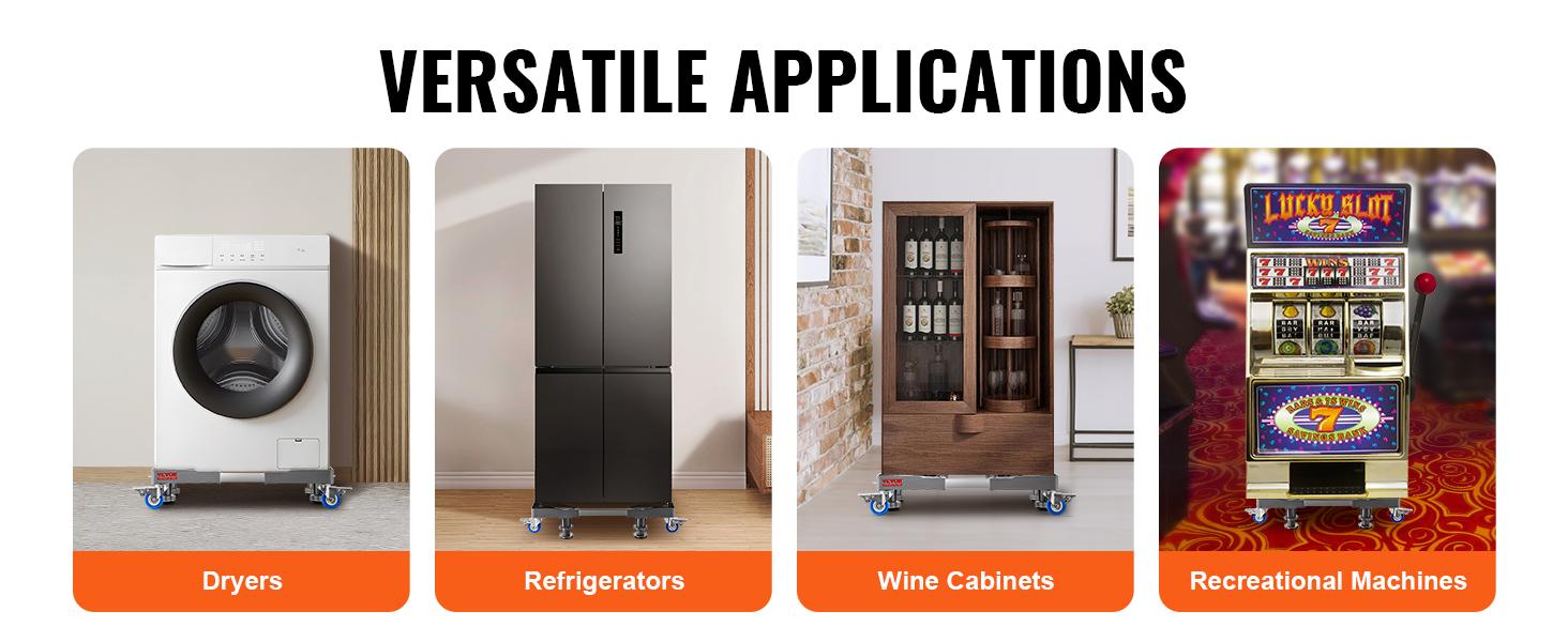 VEVOR Mini Fridge Stand, TikTokShopBlackFriday, 400 lbs Load, 4 Strong Feet, 4 Locking Swivel Wheels, Washer and Dryer Pedestal, Multi-Functional Adjustable Base for Washing Machine, and Refrigerator, Universal Mobile Base