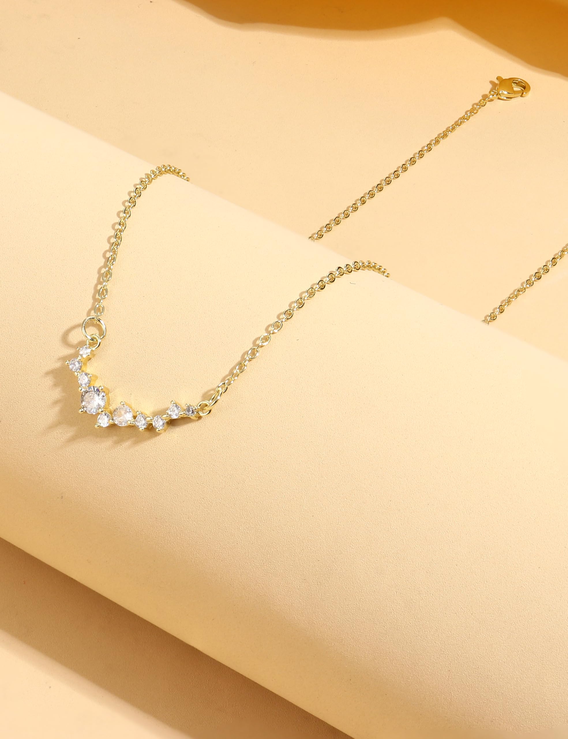 ORAZIO Layered Gold Necklaces for Women Non Tarnish, Dainty 14K Gold Plated Cubic Zircon Necklace Stack Layering Chain Necklace Stackable Cute CZ Pendant Choker Necklace for Women