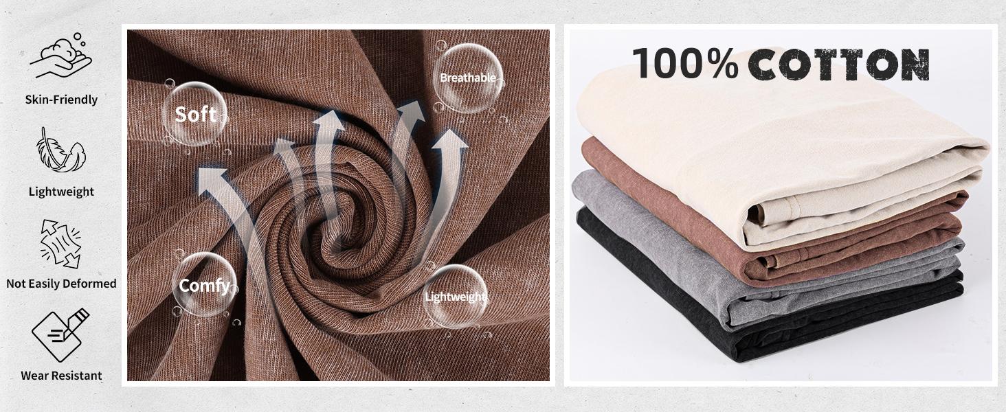 Yimoon 3 Pack Oversized T-Shirts for Women And Men Cotton Long Sleeve Vintage Acid Wash Baggy T Shirts