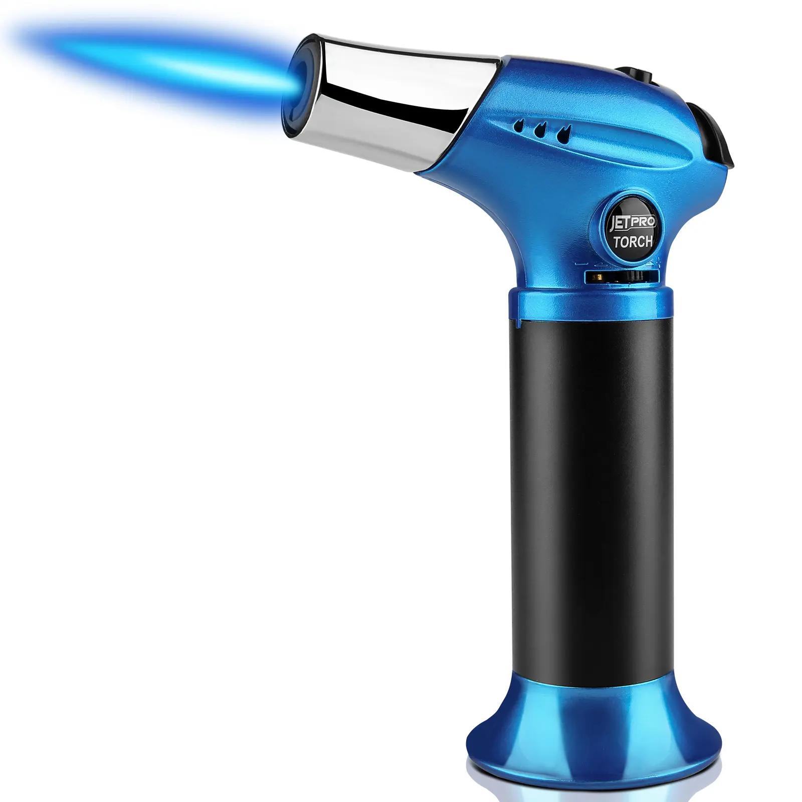 Refillable Aluminium Butane Kitchen Torch Lighter with Adjustable Flame, Safety Lock, and Nozzle for BBQ/Cooking, Desserts (Butane Gas Not Included)