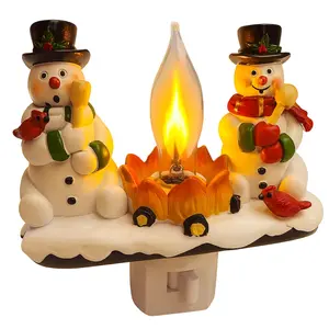 2026 Christmas Eve Light Plug - Wall-insertable decorative snowman flashing night light, for holiday decoration, for indoor use - Holiday flameless candle-type night light plug - Christmas gift for family and friends