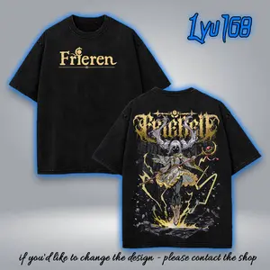 Frieren Beyond Journey's End wizard magic v8 Washed anime manga game T Shirts Streetwear Cotton wash Menswear graphic tee hoodie