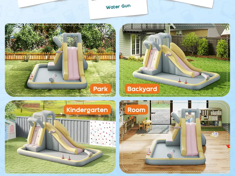 AMERLIFE Inflatable Water Slide Bounce House - Sports Toy for Toddlers with Jumping Area, Climbing Wall, Splash Pool, Water Gun, Included Air Blower (Ages 3-12, Backyard/Indoor Use, Automatic Button Inflate Deflate), Toys For Toddlers#TikTokShopFallDealsF