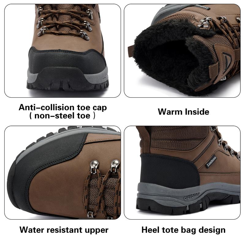 Womens Winter Snow Boots Warm Fur Lined Anti-Slip Walking Shoes Non-Slip Outdoor Trekking Shoes