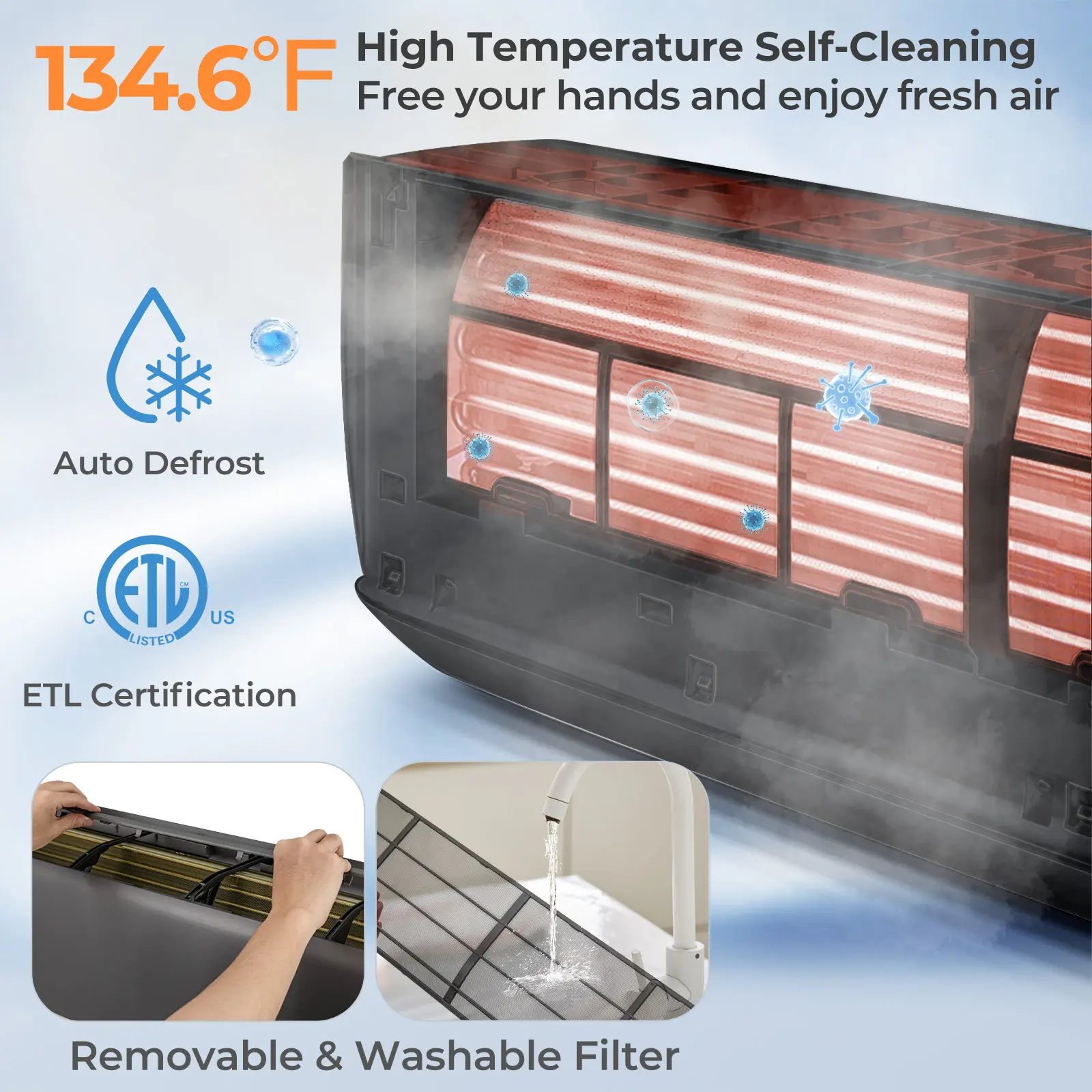 COSTWAY - Energy Star Certified 24000 BTU 21 SEER2 208-230V Mini Split Air Conditioner and Heater Gray Wifi Enabled