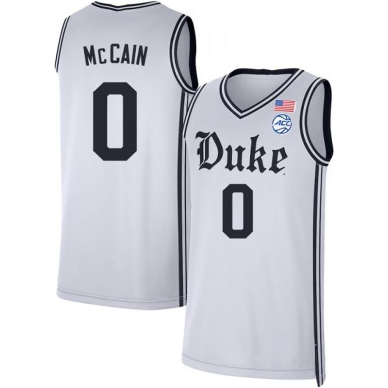 McCain #0 Duke White College Basketball Jersey Tank Top, Breathable Mesh Sleeveless V-Neck Game Day Fan Shirt, Unisex Athletic Streetwear