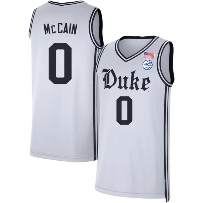 McCain #0 Duke White College Basketball Jersey Tank Top, Breathable Mesh Sleeveless V-Neck Game Day Fan Shirt, Unisex Athletic Streetwear