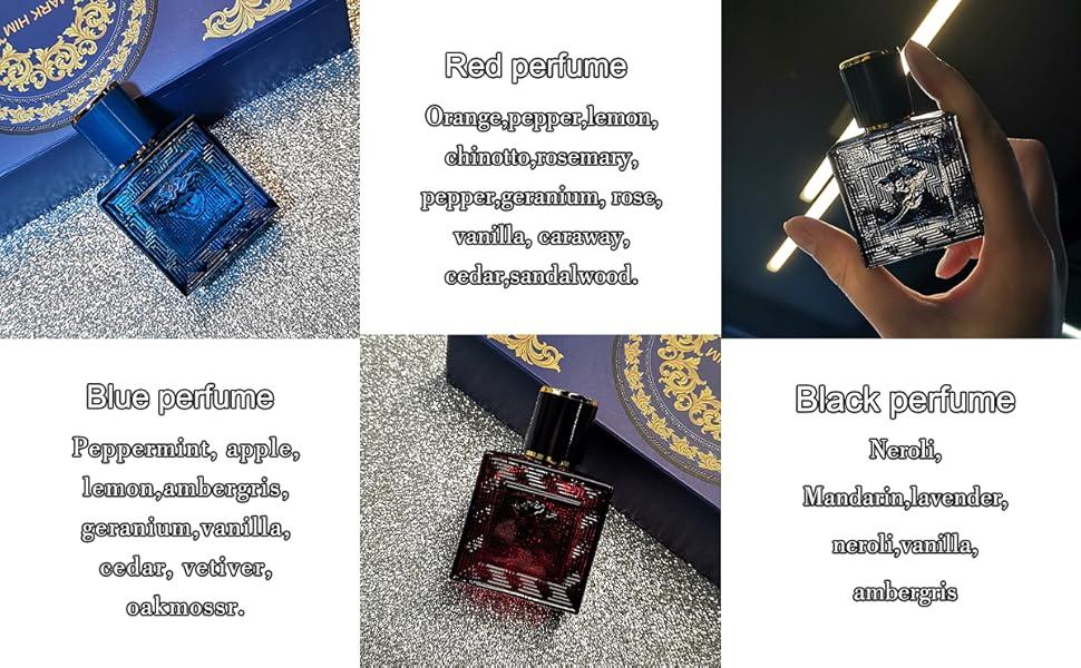 3-Piece Men's Fragrance Cift Set:Ocean Breeze, Cedarwood & Amber Eau De Toilette, 3Oml Portable Perfume Bottles for Travel