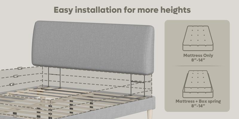 Pinmoco Upholstered Foam Headboard, Height Adjustable and Ergonomic Head Board 【Headboard Only】