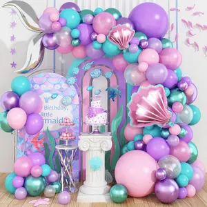 Mermaid Tail Balloon Garland Kit with Pink, Purple, Green & Teal Balloons for Girls' Parties