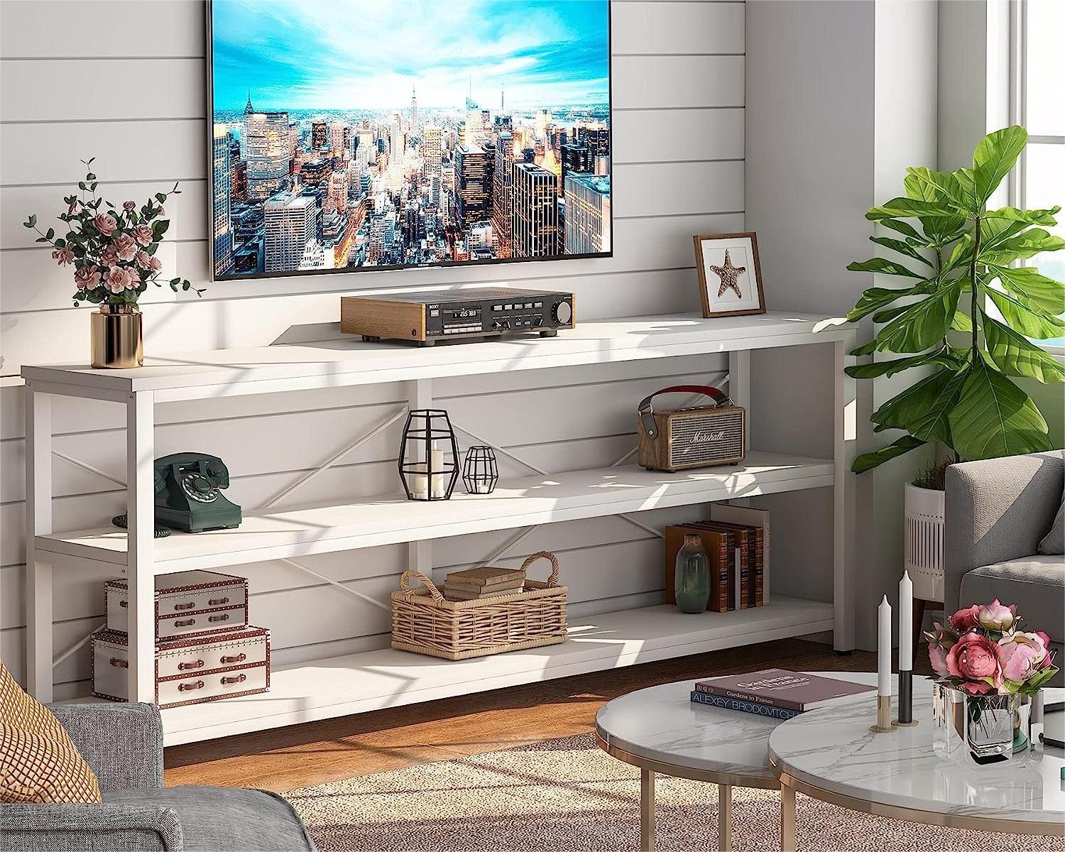 Tribesigns 71 in. Extra Long Sofa Table, Console Table with 3 Tiers Storage Shelves Tribesigns 71 in. Extra Long Sofa Table, Console Table with 3 Tiers Storage Shelves