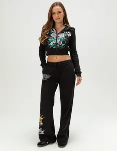 ED HARDY Ice Flower Womens Rhinestone Sweatpants