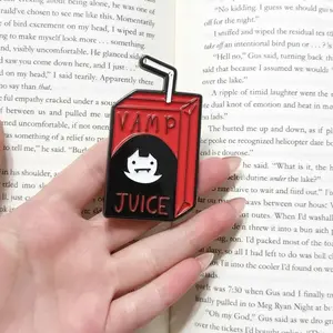 Vampire Juice Box Hard Enamel Pin, Spooky Cute Kawaii Lapel Pin, Gothic Juice Carton Accessory, Halloween Gift for Pin Collectors, Red Black Aesthetic Pin, Creepy Juice Art
