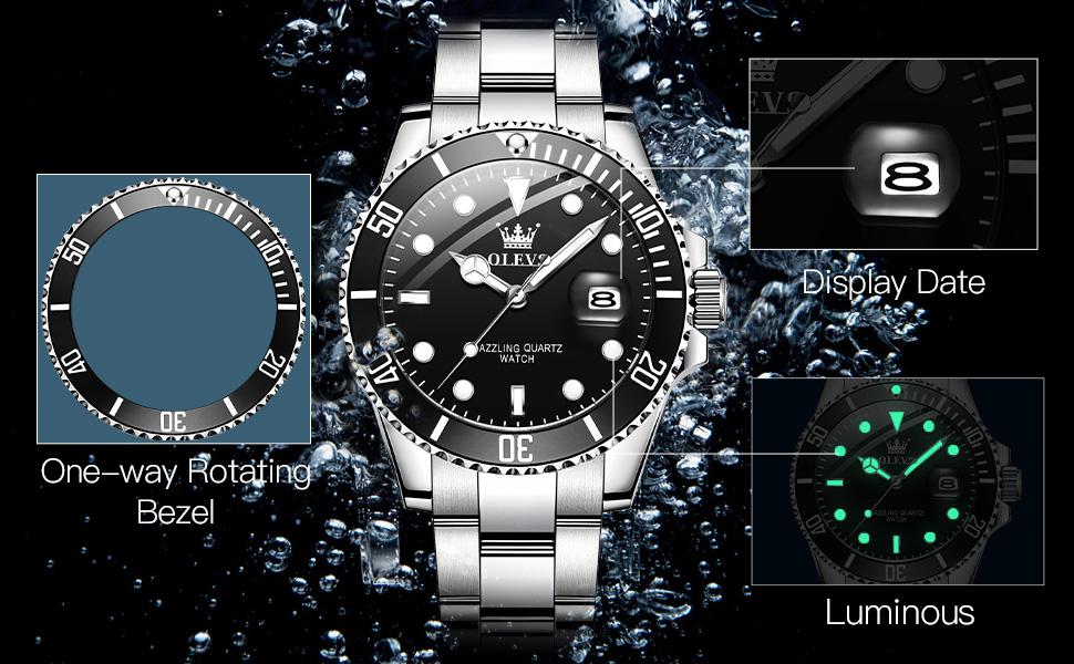 OLEVS Men's Large Dial Watches Stainless Steel Watch Bands Daytime Waterproof Analog Quartz Watches Valentines Gift Ideas For Boys OLEVS Men's Large Dial Watches Stainless Steel Watch Bands Daytime Waterproof Analog Quartz Watches Valentines Gift Ideas For Boys