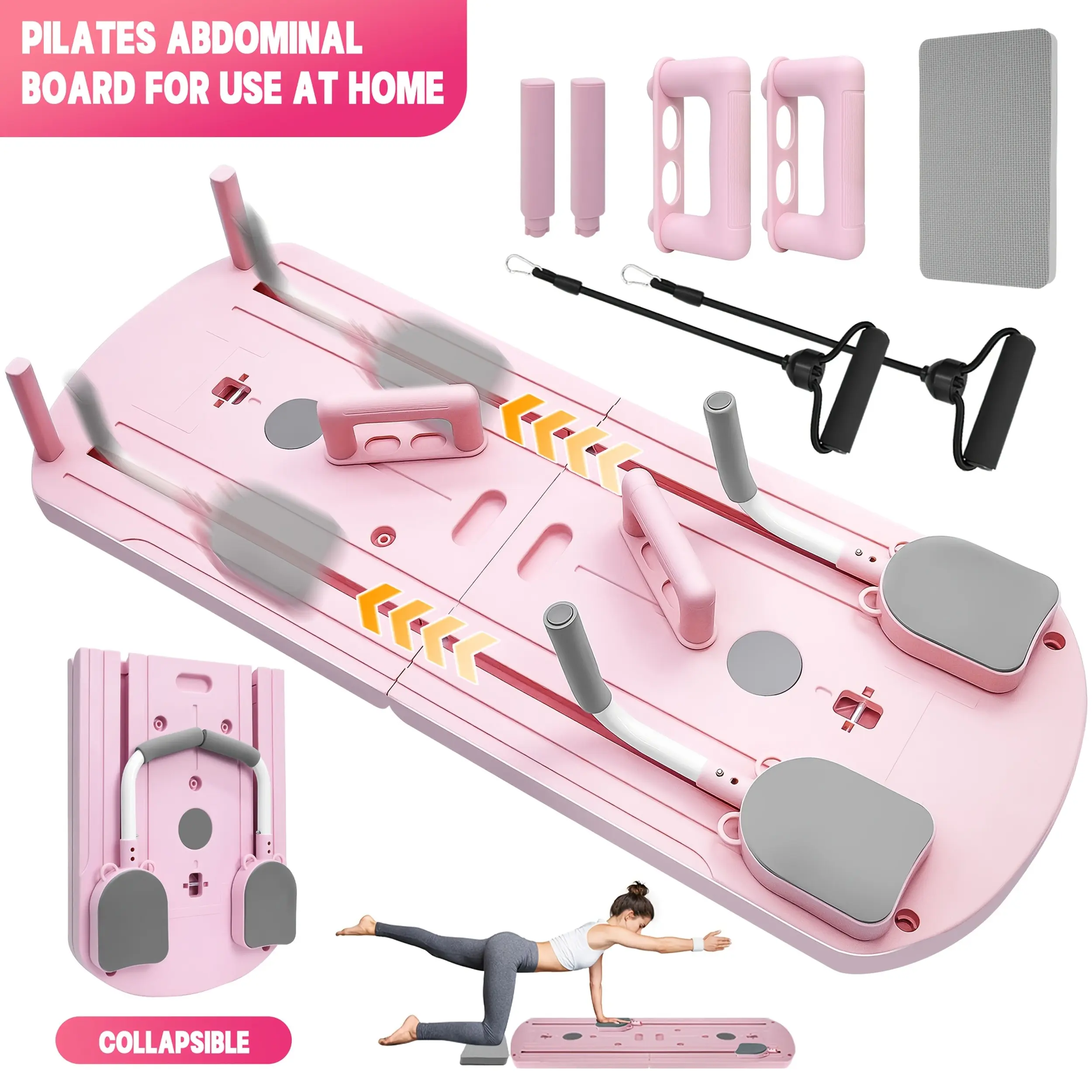Summerwins 8-in-1 Multifunctional Collapsible Pilates Board - 24 Non-Slip Feet, Small Space Storage - Yoga Fitness Equipment, Home Workout Exercise Equipment for Living Room, Gym, Multifunctional Pilates