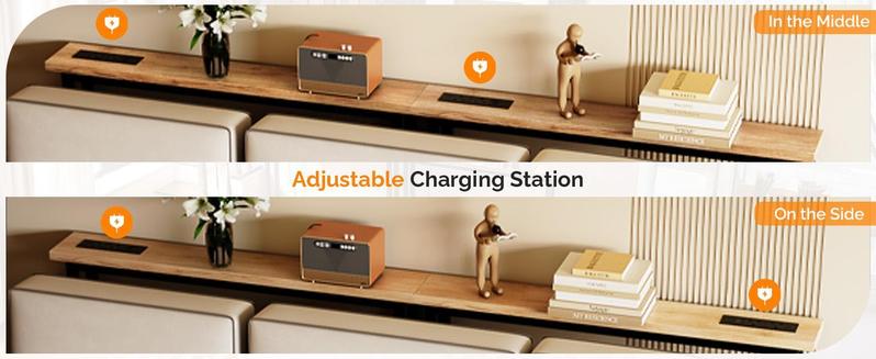 Ubesgoo 1/2 Pack 39.4" Narrow Console Sofa Table with Power Outlets and USB Ports, Long Couch Table with Metal Frame and Charge Station with 4.9ft Extension Cord Ubesgoo 1/2 Pack 39.4" Narrow Console Sofa Table with Power Outlets and USB Ports, Long Couch Table with Metal Frame and Charge Station with 4.9ft Extension Cord