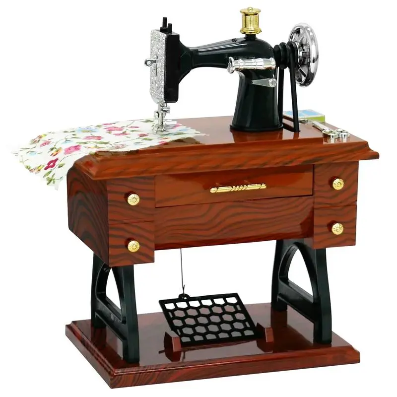 Mini Sewing Machine Design Music Box, Retro Sewing Machine Music Box, Home Decor Ornament, Interior Decor, Decoration Items for Living Room, Decorating,Birthday Gift Christmas Gift,Fun Ornaments,Holiday Decorative