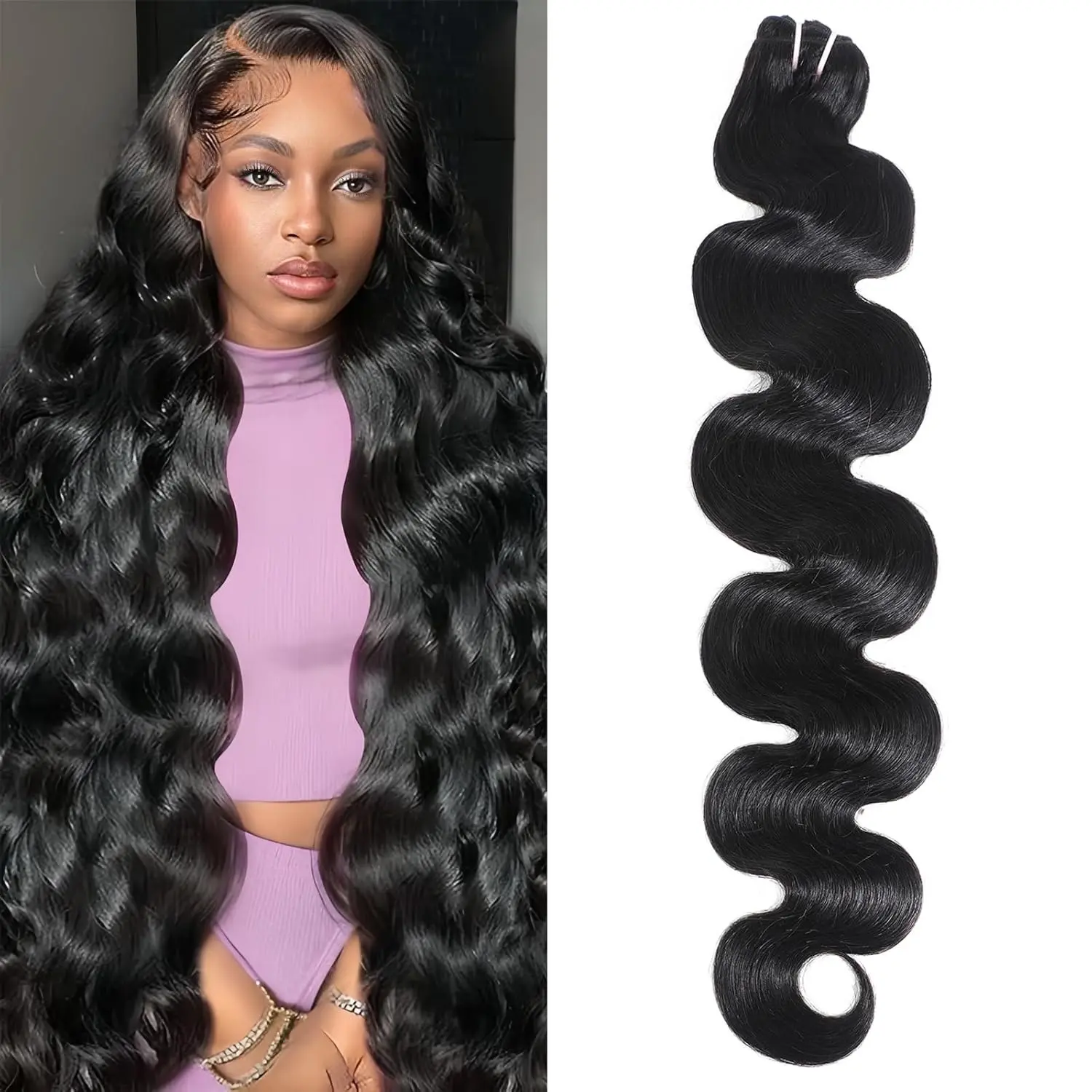 Human Braiding Hair 1 Bundle per Pack Natural Black Body Wave Bulk Human Hair for Braiding No Weft Human Hair for Boho Braids 12–32 Inches