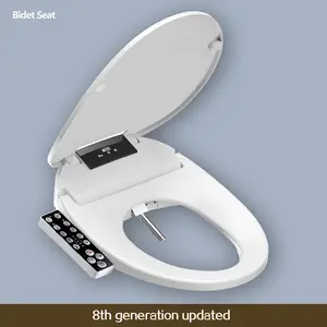 Electronic Bidet Seat with Warm Water & Dryer, Oscillating Wash, Self-Clean Stainless Steel Nozzle, Slow Close Lid, Night Light, Elongated & Round, Remote Control
