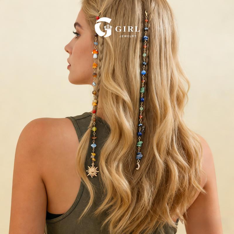 GGIRL Boho Style Moon & Sun Design Hair Accessories Set, Vintage Style Hair Accessories for Women & Girls, Fashion Hair Accessories for Party, Daily Clothing Decor