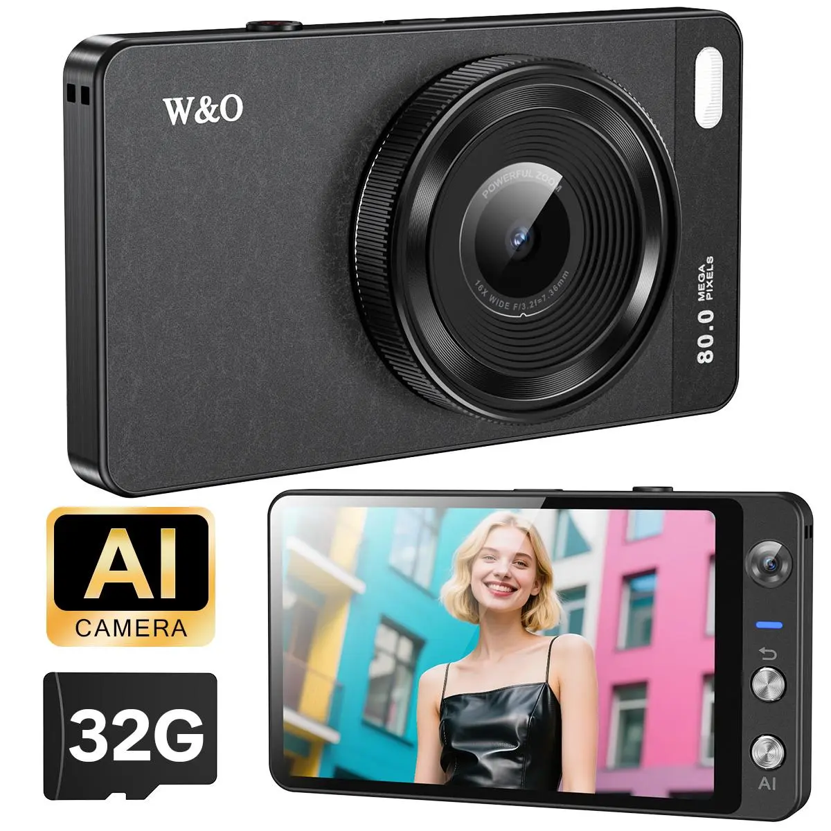 Upgraded AI Digital Camera, 3.94'' Touch Screen Wifi Camera, Autofocus AI Vlogging Camera Front and Rear, Digital Cameras for Photography with Object Recognition, Point and Shoot Camera with Beauty Mode, Gift for Kids & Beginners