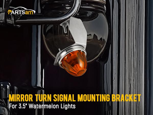 Partsam Glass Watermelon Light Mirror Turn Signal Angled Stainless Steel Bracket Holder 2PC