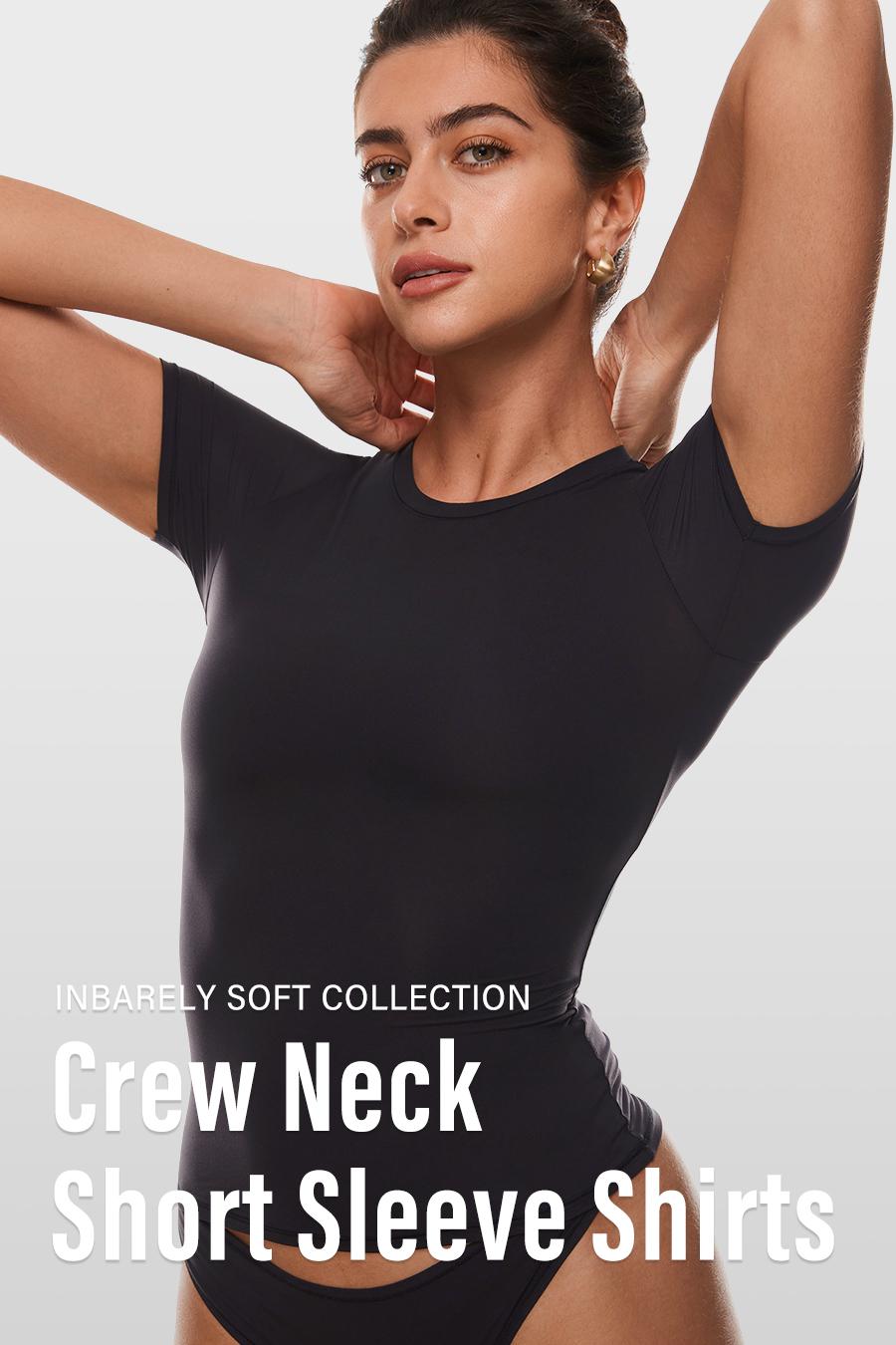 INLYRIC Inbarely Single Layer Short Sleeve Top See Through Soft Lightweight Stretchy Bodysuits for Summer Workouts