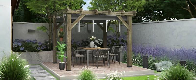 GARVEE 10X10FT Outdoor Wood Pergola with Retractable Shade Canopy, Water-Resistant Charcoal Gray Gazebo for Backyards, Gardens, Patios, and Decks