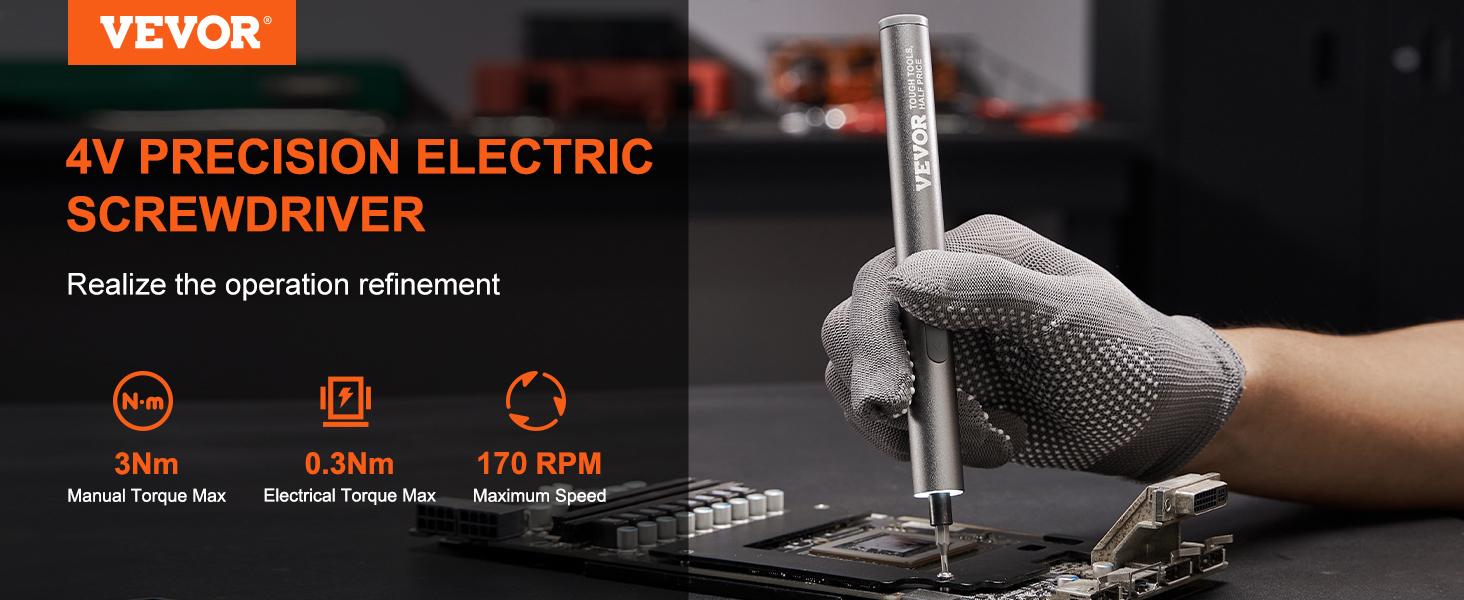 VEVOR 27 in 1 Mini Electric Screwdriver, TikTokShopBlackFriday, 4V Cordless Precision Screwdriver Set with 24 S2-steel Bits, 350mAh Manual & Electric Torque, Type-C Rechargeable Portable Magnetic Repair Tool Kit with LED Lights VEVOR 27 in 1 Mini Electric Screwdriver, TikTokShopBlackFriday, 4V Cordless Precision Screwdriver Set with 24 S2-steel Bits, 350mAh Manual & Electric Torque, Type-C Rechargeable Portable Magnetic Repair Tool Kit with LED Lights