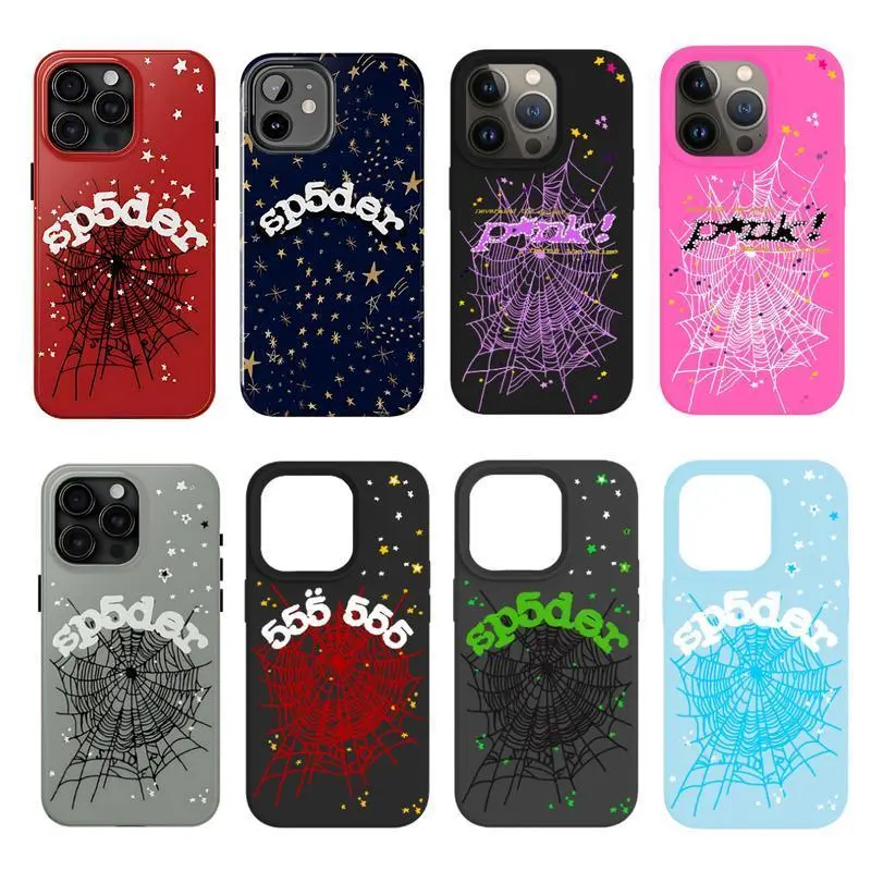 Sp5der Punk Style Durable Phone Case - Pink 555 Tough Protection Cover with Wireless Charging Compatibility, Shock-Resistance Mobile Phone Accessory for iPhone 7 to iPhone 17
