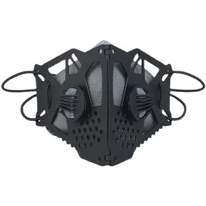 Tacticalmask1 Niepce Black Techwear Tactical Face Mask with Dual Valve Design Adjustable Straps Breathable Streetwear Mask