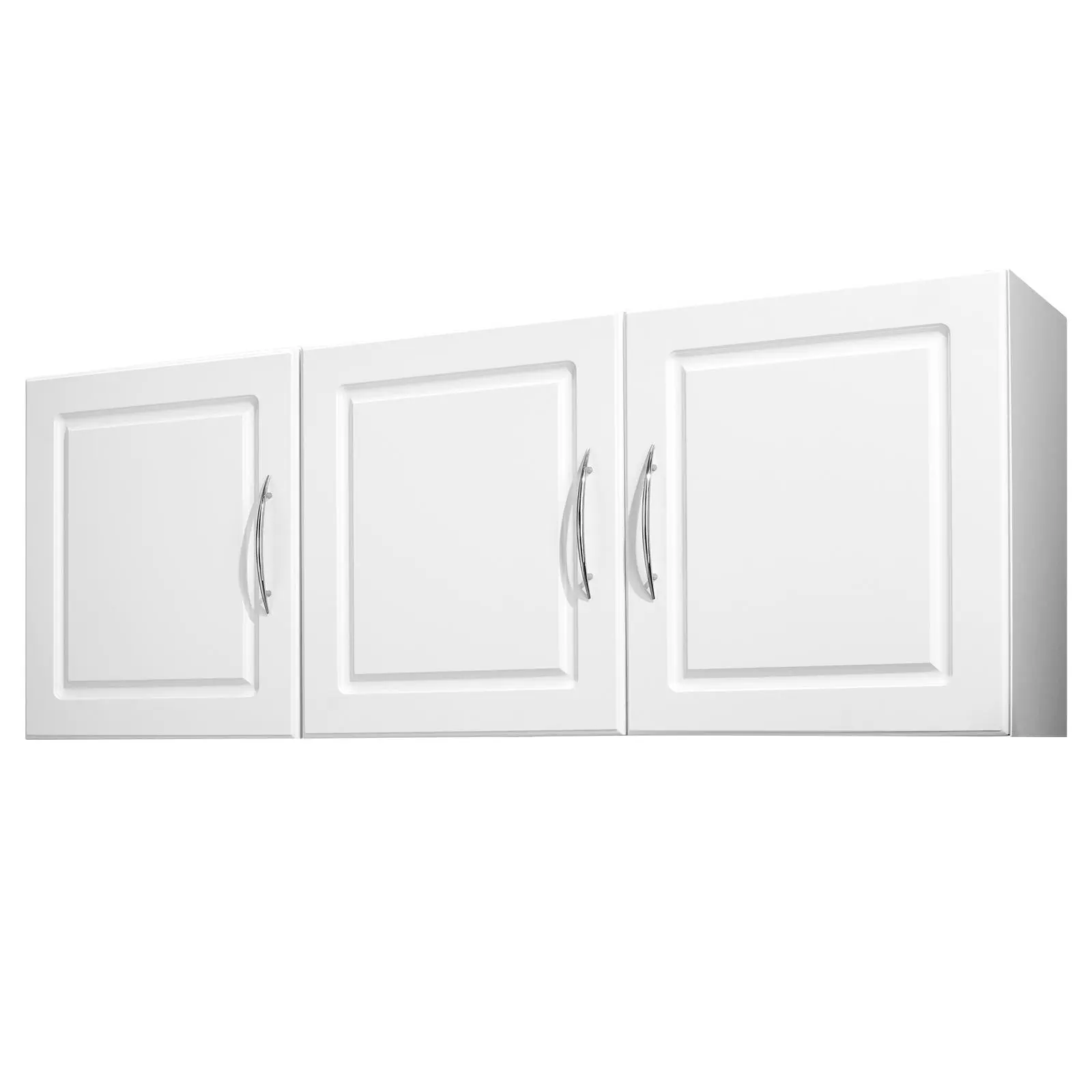 【summerfinds】VEVOR Laundry Room Wall Cabinet, 2-Tier Wall Mounted Hanging Cabinet with Adjustable Shelf, Cupboard Storage with 3 Doors, for Kitchen, Bathroom, Laundry, 12.44 x 54 x 20.31 in (D x W x H), White