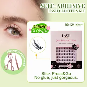 Lashterally Cosmic Winks Self-Adhesive Lash Clusters Kit Glue-Free Easy Removal Lightweight 110 Clusters 10mm/12mm/14mm Manga Style Beginner Friendly Party Makeup Eyelashes Cosmetic