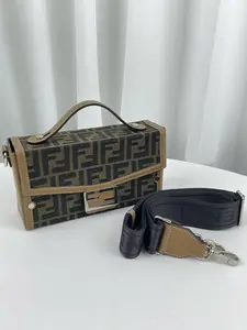 Pre-owned FENDI SOFT TRUNK Baguette With Tags Zucca Leather And Fabric Runway SS23 WWL
