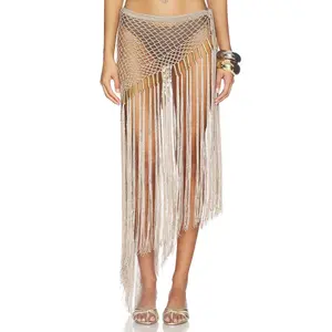 My Beachy Side Aria Hand Crochet Fringe Skirt in Bronze