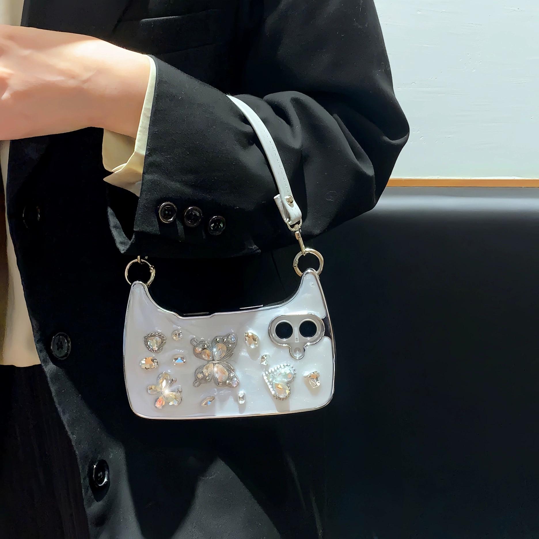 Compatible with for iPhone 17 Pro Max /17 Air/16 Plus /15/14/13 Butterfly heart-shaped three-dimensional phone case HN1224-06