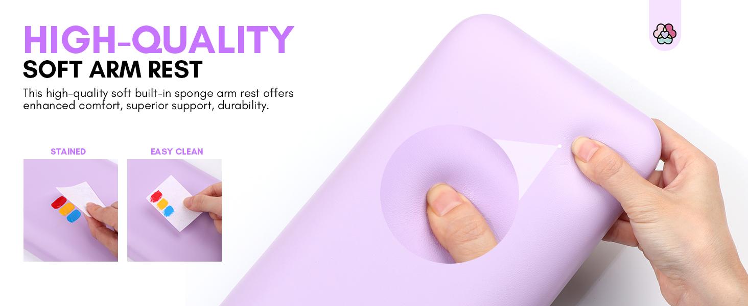 SAVILAND Purple Arm Rest for Nail Techs Super-Comfortable with Microfiber Leather Mat Height-Adjustable Hand Pillow for Manicure Ideal for Salon Use SAVILAND Purple Arm Rest for Nail Techs Super-Comfortable with Microfiber Leather Mat Height-Adjustable Hand Pillow for Manicure Ideal for Salon Use