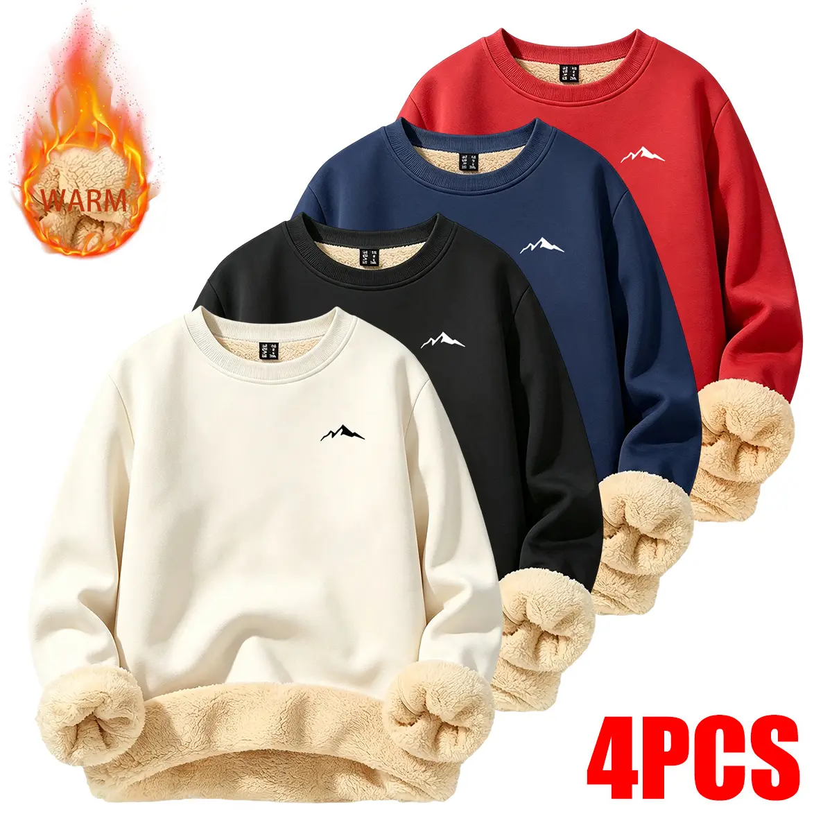 Men's 4-Pack Solid-Color Crewneck Long-Sleeve Knit Pullover Sweaters, New Autumn-Winter Menswear Tops, Casual Fashionable Base Layers for Everyday Work & Winter Layering