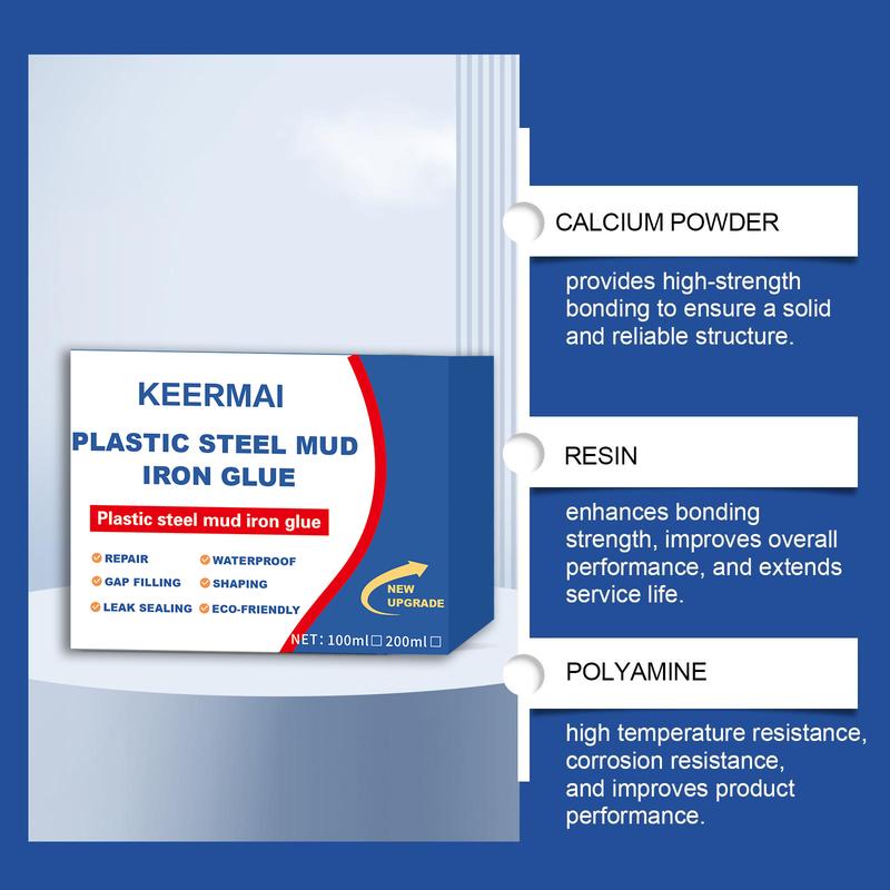 Plastic Steel Mud Iron Glue High Strength Waterproof Leak Repair Adhesive Multi Functional AB Glue for Ceramic Tile Patching Bonding 100ml/200ml
