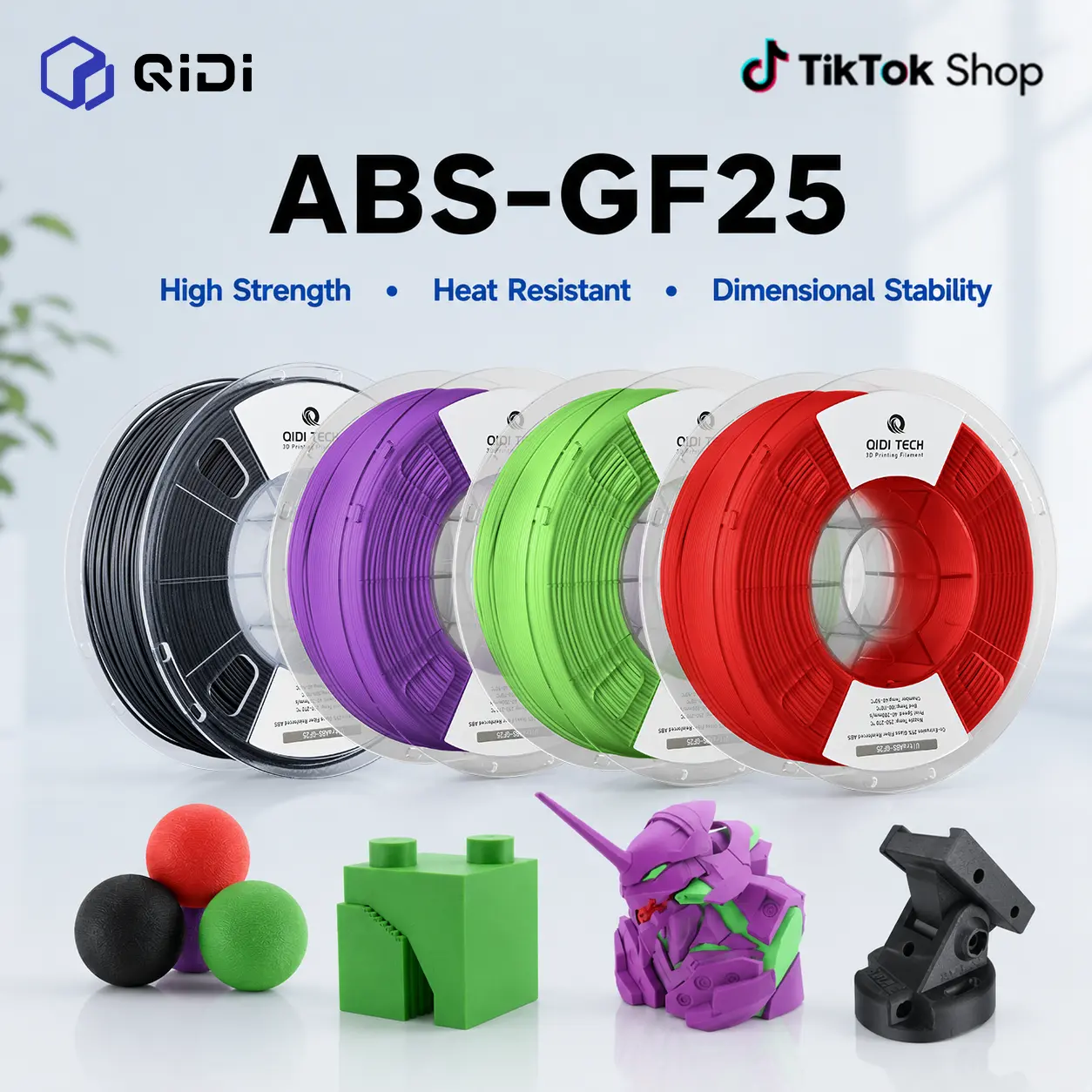 QIDI ABS-GF25 Glass Fiber ABS Filament 1.75mm for FDM 3D Printing, 3D Printing Supplies, High Hardness, Excellent Bonding, Frosted Surface, Compatible with Most FDM Printers, 1kg (2.2lbs) Spool