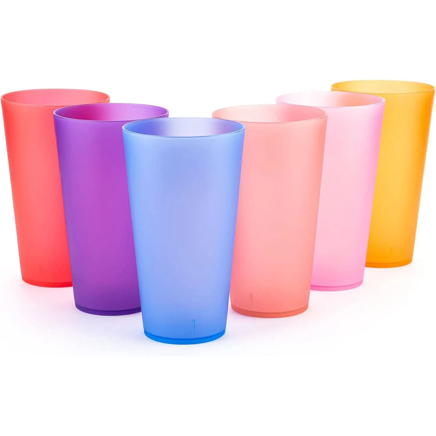 32-ounce Plastic Tumblers/Large Drinking Glasses/Party Cups/Iced  Glasses Set of 6, 6 Assorted Colors | Unbreakable, Dishwasher Safe,