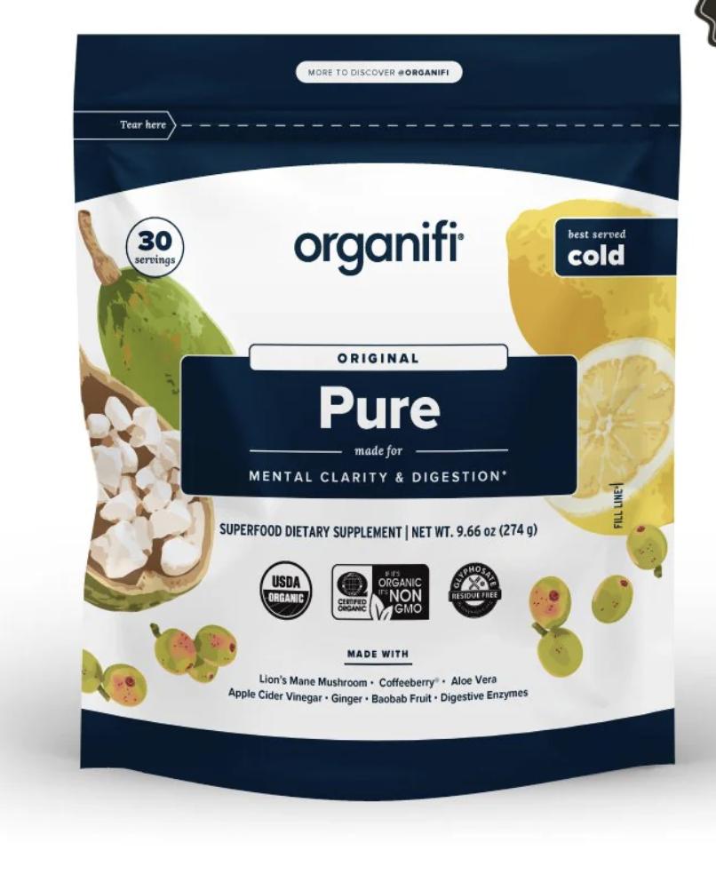 Organifi Pure - Stimulation in Learning, Memory, Focus, and Clarity - Natural Dietary Edible Fitness Supplement