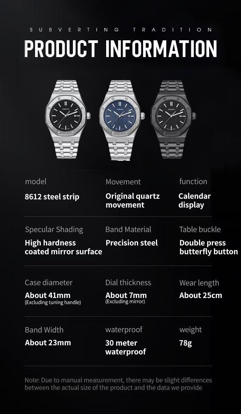 Buy One Get One Free – AIMANA Fashion & Versatile Watch with Original Swiss Movement, Calendar Function, Mechanical Style, Sapphire Crystal, Alloy Strap, Luminous and Waterproof Design