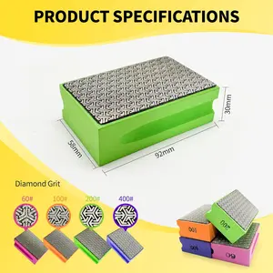 Diamond Hand Polishing Pads, Diamond Sanding Pads with Foam Backing 200 Grit, Sanding Block for Glass Wood Ceramic Marble Metal Tile Tools.High Quality