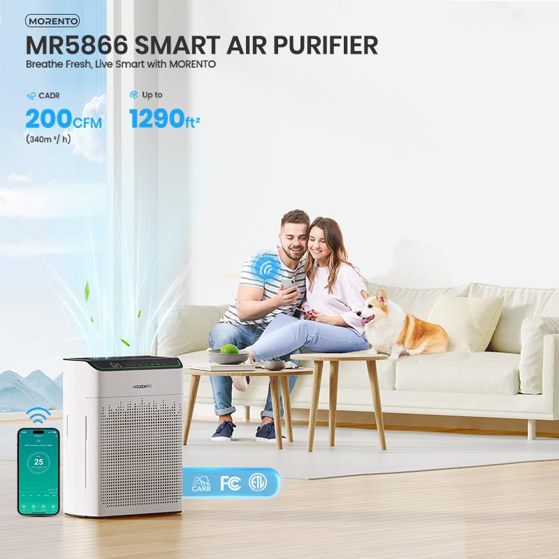 MORENTO 5866 Air Purifiers for Large Room Up to 1690 ft² with PM 2.5 Display,Auto Mode,Wi-Fi,Double-Sided Air Intake HEPA Filter—Removes Odour,Dust #TikTokShopBlackFriday