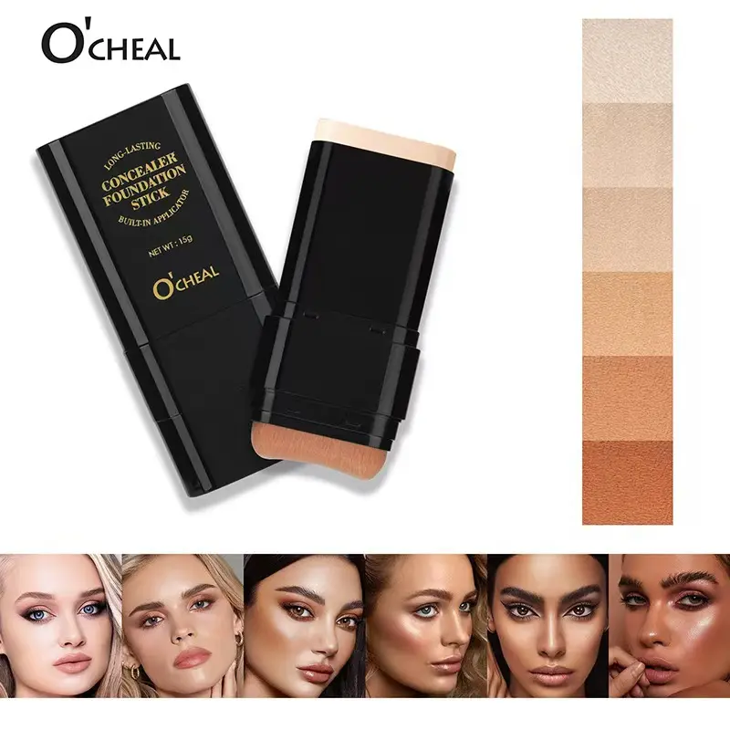 O’CHEAL Concealer Stick, waterproof and sweatproof, dual-ended design with built-in brush, brightens and hydrates, long-lasting and colorfast, available in 6 shades,sunscreen
