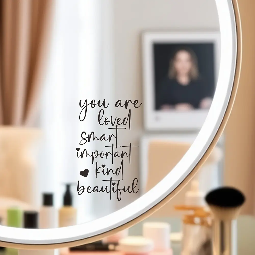 Inspiring Self-Love Mirror Sticker, Decorative Sticker, Motivational Quotes Wall Decal, Wall Stickers for Bathroom Bedroom Vanity Mirror, Interior Stickers, Perfect for Women, Valentine's Day Home Decor, Wall Stickers Decorations