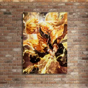Zenitsu Agatsuma Metal Poster, Demon Slayer Anime Wall Art, Thunder Breathing Aluminum Print( Unframed - Print Only )