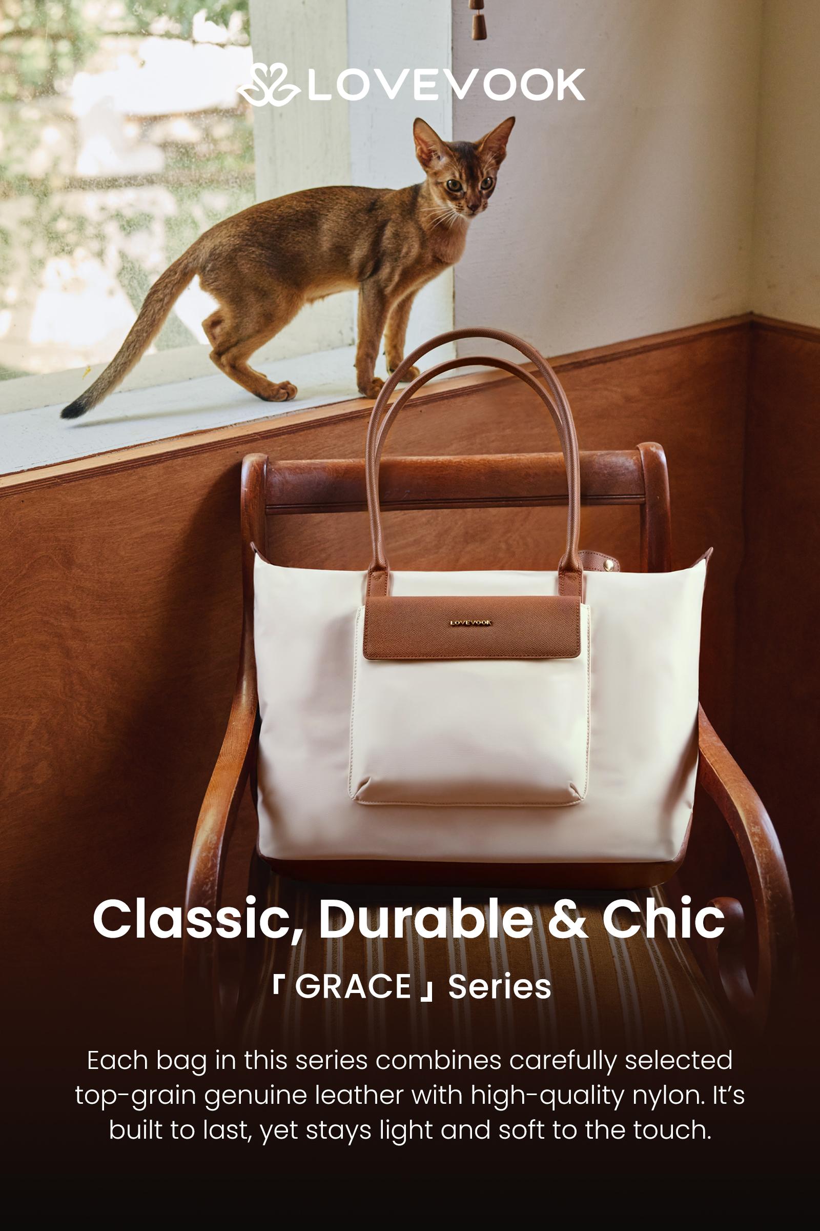 LOVEVOOK Grace Laptop Tote Handbag for Women,Large-capacity Dumpling Bag,Fashionable Versatile Hobo Bag,Waterproof and Breathable Nylon and Genuine Leather,with a functional pouch,Suitable for Daily Commute and various occasions,TikTokShopSpringStatements LOVEVOOK Grace Laptop Tote Handbag for Women,Large-capacity Dumpling Bag,Fashionable Versatile Hobo Bag,Waterproof and Breathable Nylon and Genuine Leather,with a functional pouch,Suitable for Daily Commute and various occasions,TikTokShopSpringStatements